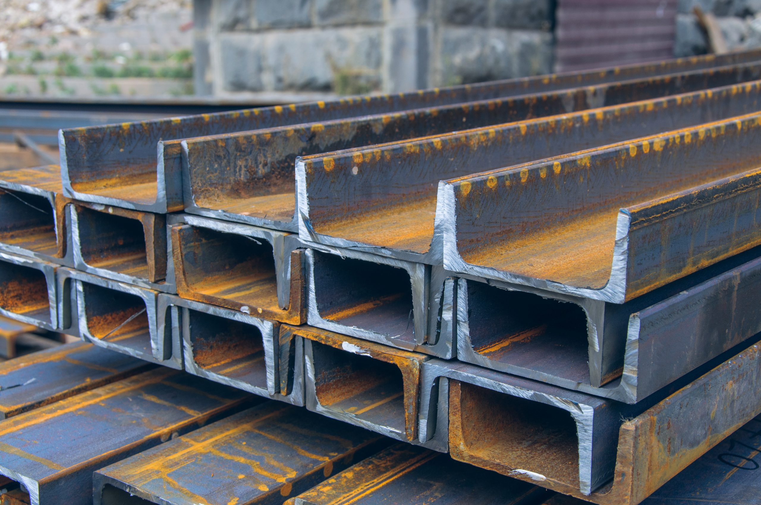 Steel channel on a construction site. The use of steel channel t